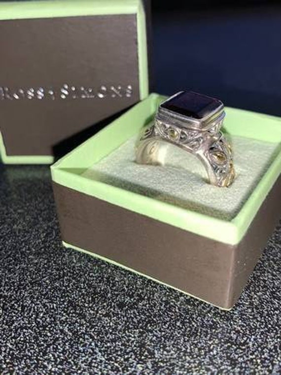 Balinese Garnet Ring, Sterling Silver & 18kt Gold… - image 1