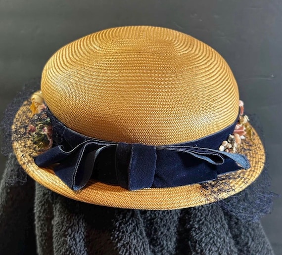 vintage straw boater hat from the 1940s-1950s by … - image 3