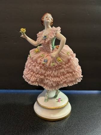 Vintage Volkstedt Dresden Germany Lace Ballerina Dancer With Flowers ...