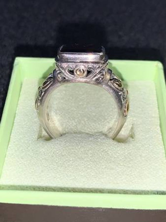 Balinese Garnet Ring, Sterling Silver & 18kt Gold… - image 4