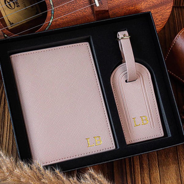Personalisierter Passhalter & Gepäckanhänger, benutzerdefinierte Passport Brieftasche, Hochzeitsgeschenk, Reisegeschenk für sie, Trauzeugen Vorschlag, Reise-Accessoires