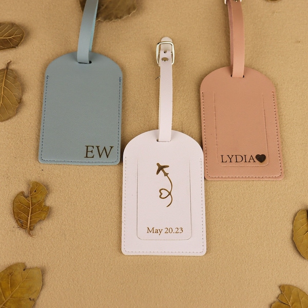 Personalized Leather Monogrammed Luggage Tags Wedding Passport Cover Custom Luggage Tag Best Friend/Bridesmaid Gift Wedding Travel Gift