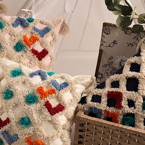 Tassel Pillow pillow Cover Boho Pillow Throw Pillow Etsy