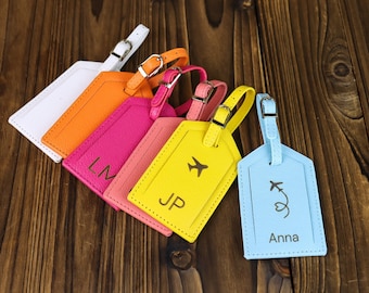 Personalized Leather Luggage Tag Personalized Travel Gift for Her Custom Luggage Tags Wedding Bridesmaid gift Honeymoon Gifts Wedding Favors