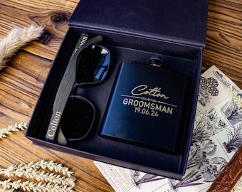 Groomsman gift set with Sunglasses Flask,Best man Gifts for Wedding , Wedding Gift Box for Bridesmaid Friends ,Birthday anniversary Gift