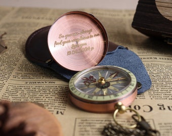 Custom Pink Brass Compass with handwriting | Personalized Engraved working compass gift for Bridesmaid | Viking Anniversary  Wedding Gift