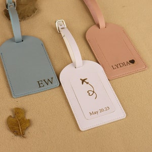 Personalized Leather Monogrammed Luggage Tags Wedding Passport Cover Custom Luggage Tag Best Friend/Bridesmaid Gift Wedding Travel Gift image 5