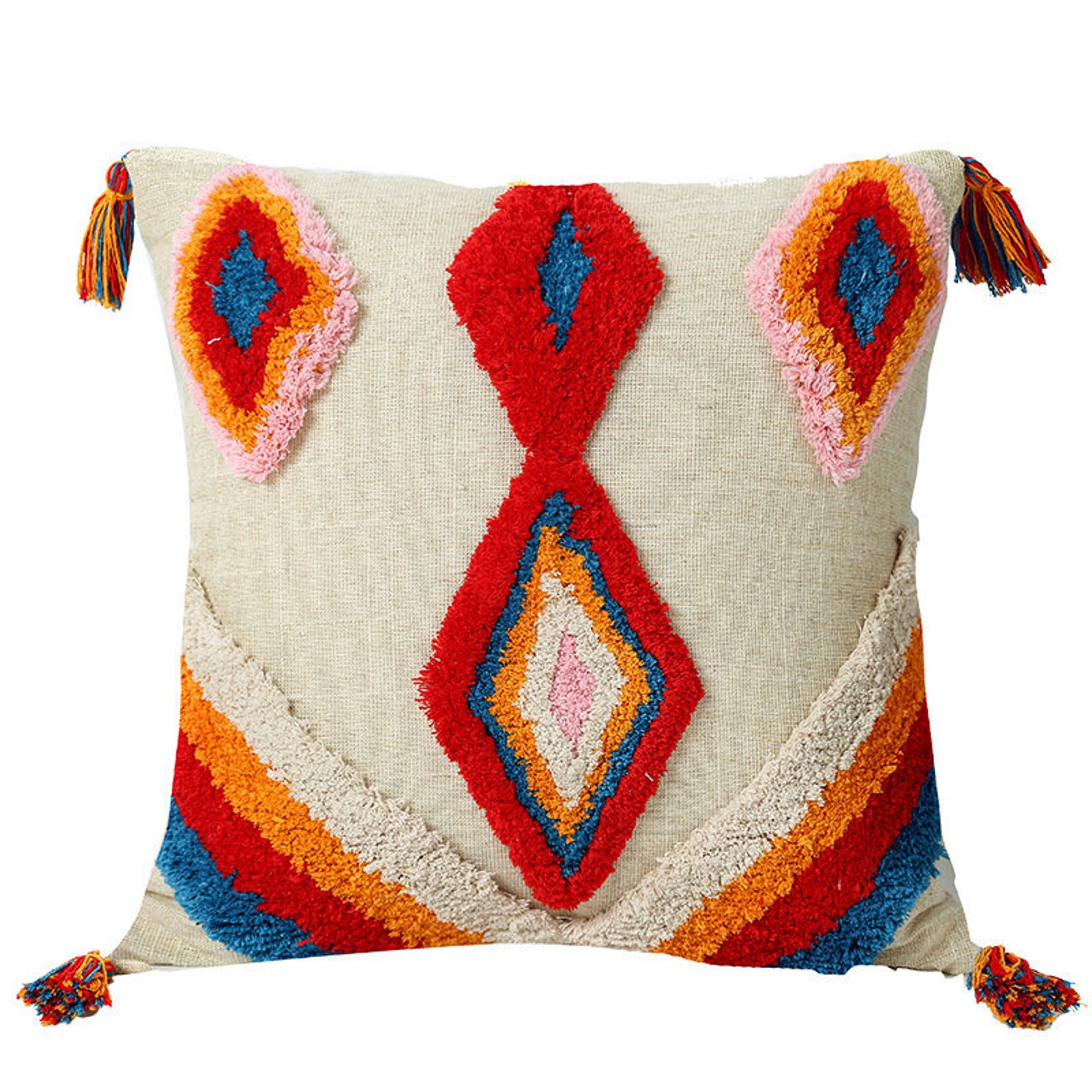 Tassel Pillow Pillow Cover Boho Pillow Throw Pillow Etsy