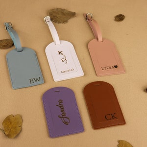 Personalized Leather Monogrammed Luggage Tags Wedding Passport Cover Custom Luggage Tag Best Friend/Bridesmaid Gift Wedding Travel Gift image 6