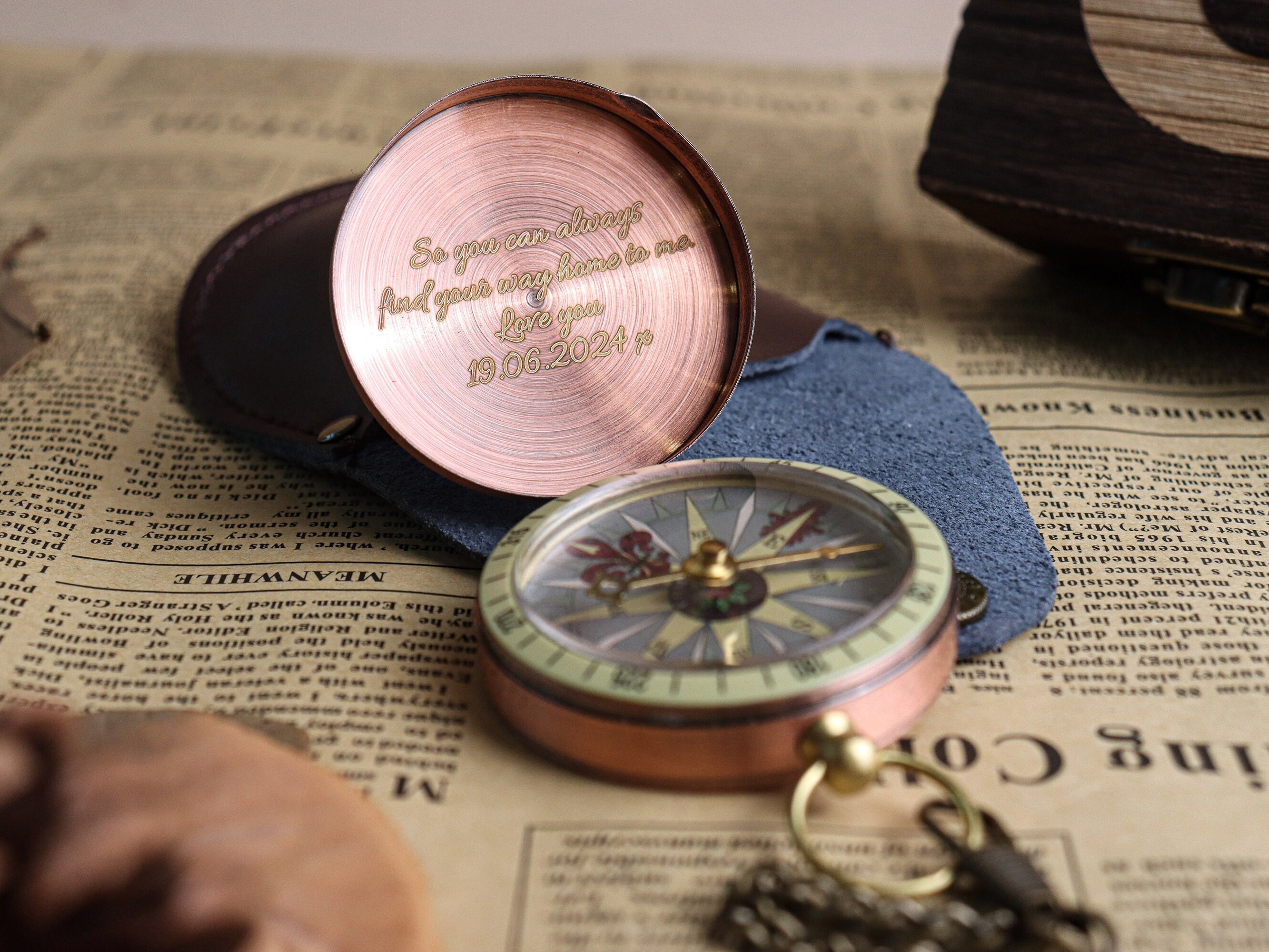 Cheap Brass Pocket Sundial Compass - Push Button Pocket Sundial Compass