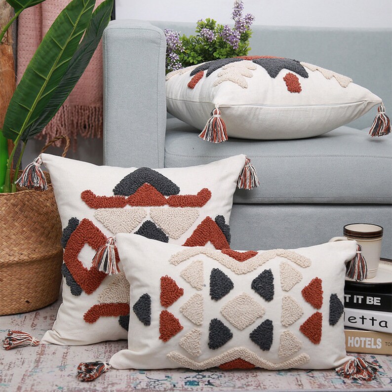 Tassel Pillow \u2022Pillow Cover \u2022 Throw Pillow \u2022 Cushion Cover \u2022 Decorative Pillow \u2022 18x18 Inches \u2022 12x20 Inches