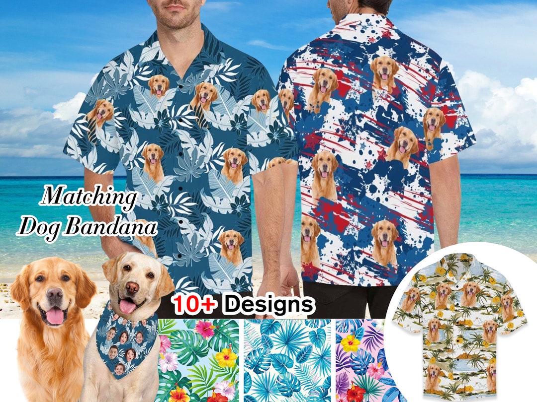 Custom Hawaiian Shirt With Dog Face Logo Personalize Pet Face Etsy