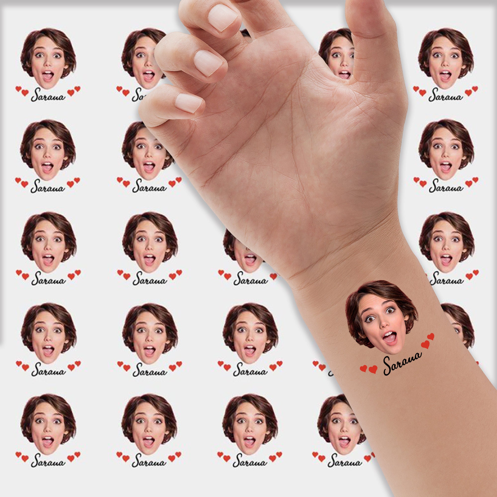 Custom Temporary Tattoo With Face Text Namepersonalized Etsy Australia