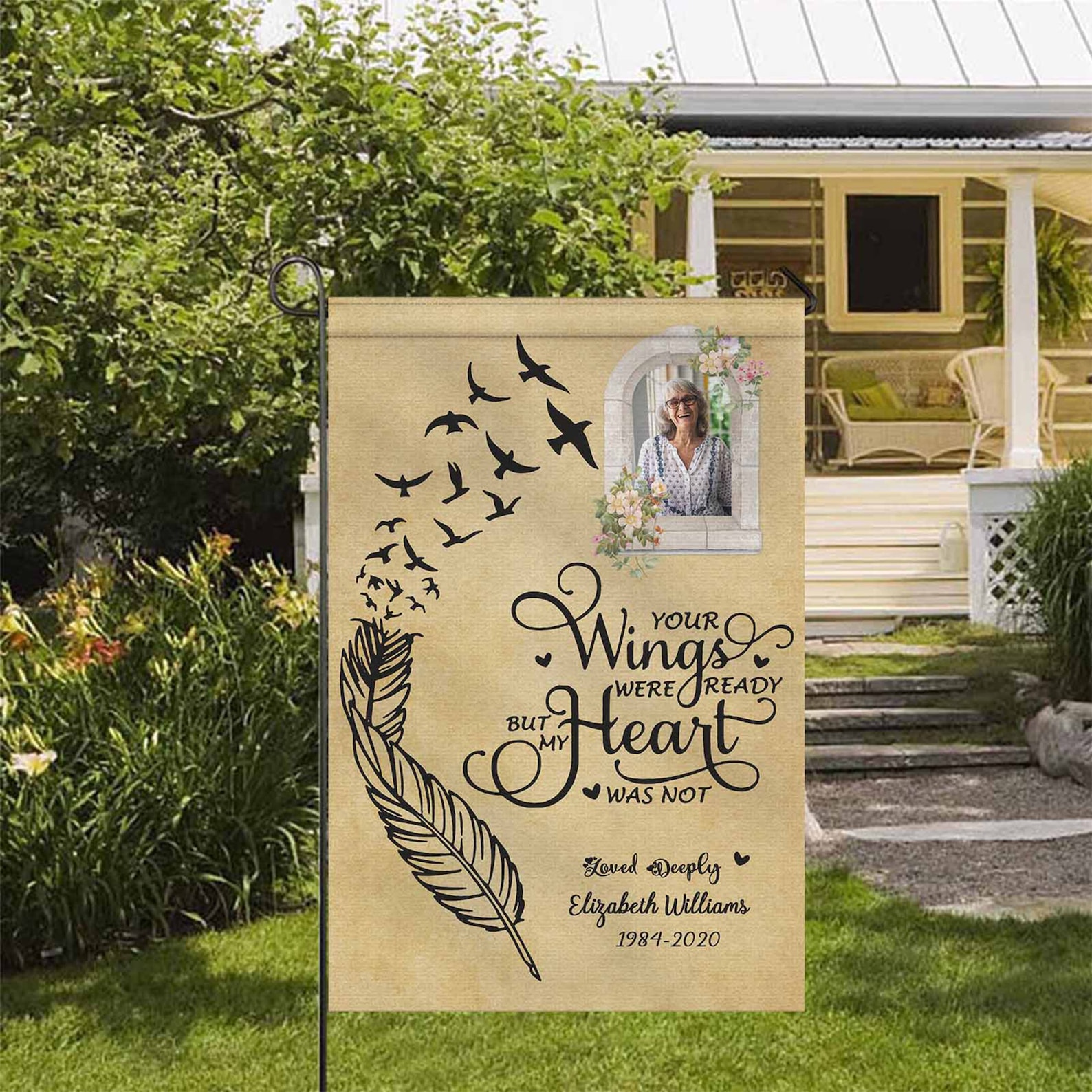 In Loving Memory Custom Memorial Flag Photo Design Flag Etsy