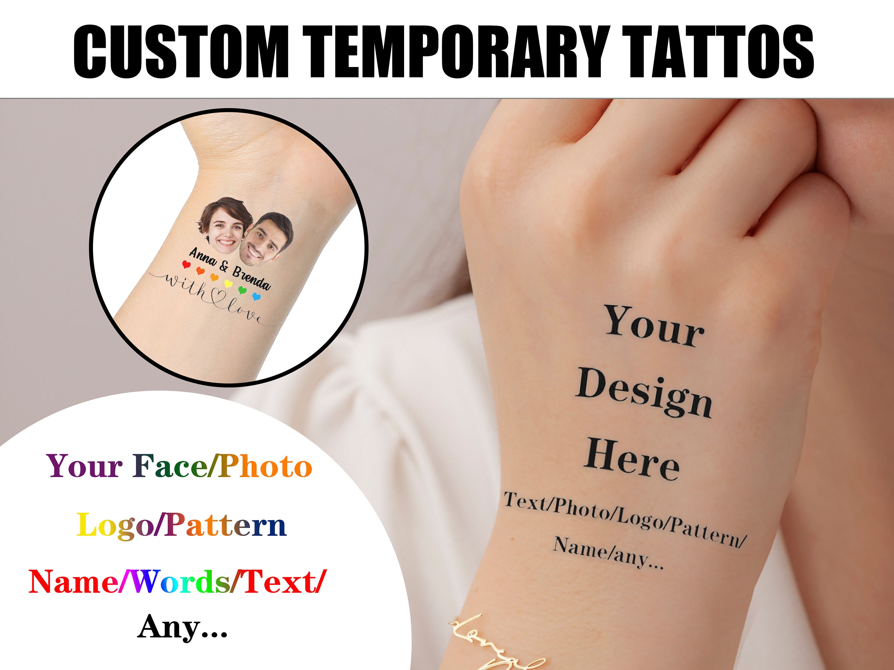 Custom Photo Temporary Tattoo - Etsy Custom Photo Temporary Tattoo - Etsy