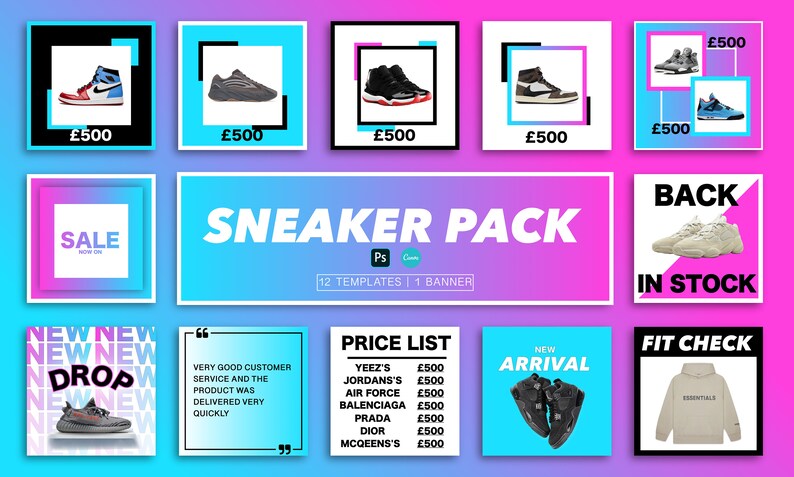 Social Media Templates Sneaker Pack Canva Template Instagram Posts ...