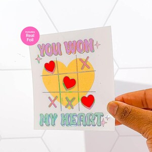 UV DTF Decal, You Won My Heart, Valentines Day, Includes Real Foil, 4in, Ready to Apply, 16oz Cup
