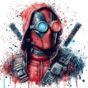 Deadpool PNG clipart Mcu Superheroes Splash Watercolor Digital Poster design file for sublimation art Download Birthday Tshirt Mug Tumbler
