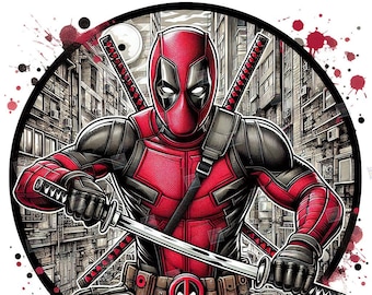 Deadpool Clipart Aquarell digitale PNG Datei für Sublimation Superheld druckbare Instant Art Tshirt Becher Wandkunst Tumbler Geschenk Design