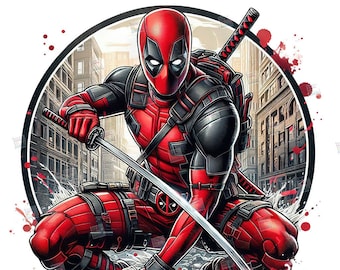 Deadpool clipart Watercolor Digital Poster design file for sublimation Printable Superhero Tshirt Mug Wall Art Tumbler Poster Gift Design