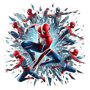 PNG Spiderman Spiegel Fragmentation Clipart Peter Parker Mcu Superhelden Digitales Design PNG-Datei für Sublimation Tshirt Becher Tumbler Wandkunst