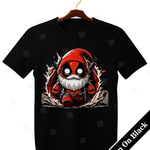 PNG Deadpool gnome design Superhero gnome art Marvel dwarf comic book style autumn gnome cosplay fall foliage print sublimation art Tshirt Mug Design Wall Art Stickers Tumbler Clipart Halloween Christmas New year card making designs gift ideas