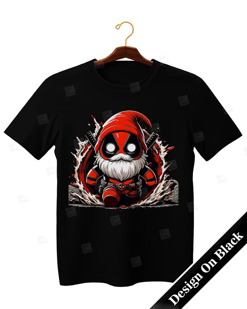 PNG Deadpool gnome design Superhero gnome art Marvel dwarf comic book style autumn gnome cosplay fall foliage print sublimation art Tshirt Mug Design Wall Art Stickers Tumbler Clipart Halloween Christmas New year card making designs gift ideas