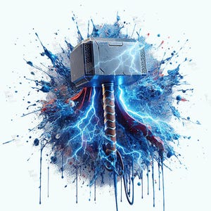 PNG Thor Hammer Clipart Mjölnir nordische Mythologie Mcu Superhelden Splash Digitale Design-Datei für Sublimation Tshirt Becher Tumbler Wandkunst