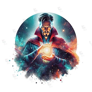 Doctor Strange PNG clipart Mcu Superheroes Splash aquarel digitale posterontwerp PNG-bestand voor sublimatie T-shirt mok Tumbler Wall Art cadeau