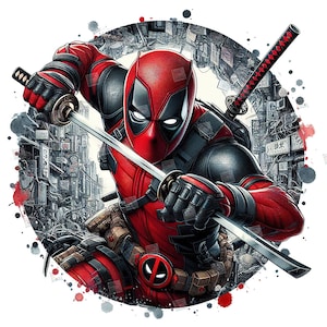 Deadpool PNG clipart Mcu Superheroes Splash Watercolor Digital file for sublimation Printable Tshirt Mug Wall Art Tumbler Poster Gift Design