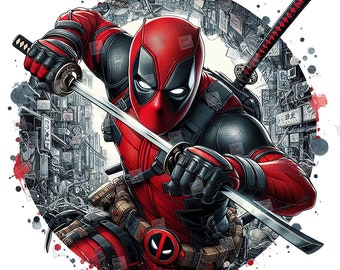 Deadpool PNG Clipart Mcu Superhelden Splash Aquarell Digitale Datei für Sublimation druckbare Tshirt Becher Wand Kunst Tumbler Geschenk Design
