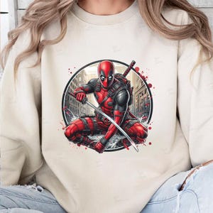 Deadpool clipart, Watercolor Digital Poster design PNG file for sublimation, Superhero Art,Digital Download,Birthday,Transparent background