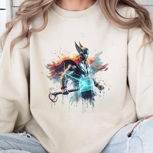 PNG Thor Hammer Clipart Mjolnir Mitologia norrena Mcu Supereroi Splash File di progettazione digitale per sublimazione Tshirt Tazza Tumbler Wall Art