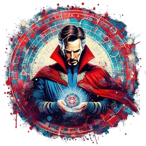 Doctor Strange PNG Clipart Mcu Superhelden Splash Aquarell Digitales Poster Design-Datei für Sublimation Art Digital Download Geburtstag Shirt