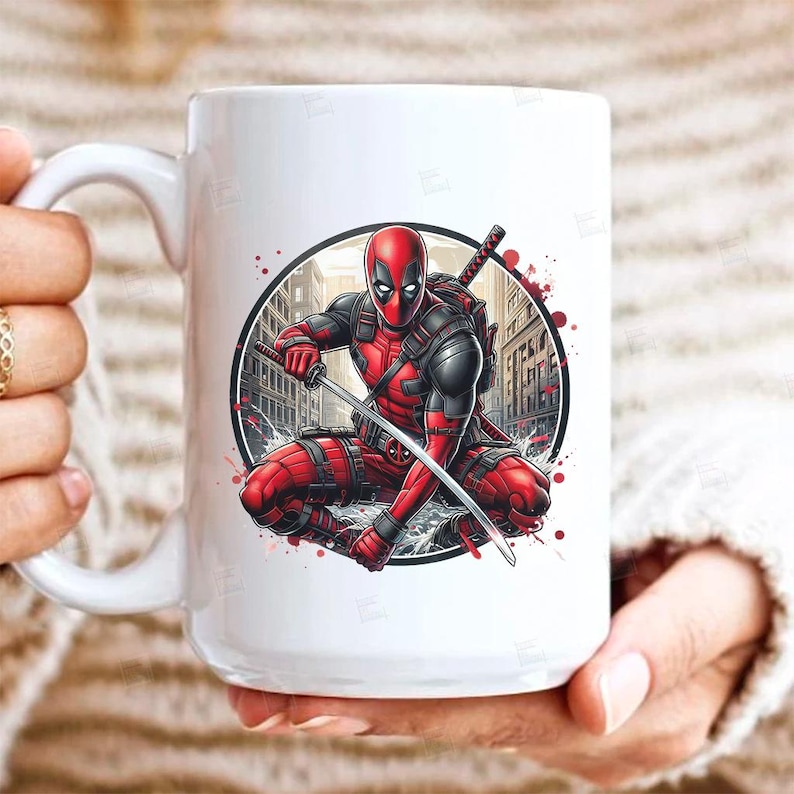 Deadpool clipart, Watercolor Digital Poster design PNG file for sublimation, Superhero Art,Digital Download,Birthday,Transparent background
