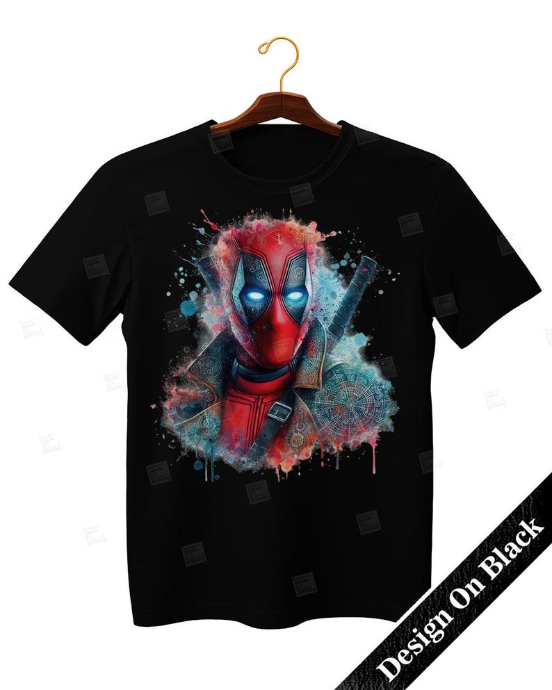 Deadpool clipart, Watercolor Digital Poster design PNG file for sublimation, Superhero Art,Digital Download,Birthday,Transparent background