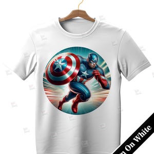 PNG Captain America art comic book style action hero shield PNG for sublimation Superhero Art Print Tshirt Mug Design Wall Art Stickers Tumbler Clipart Halloween Christmas New year card making designs gift ideas Digital Download Birthday Transparent