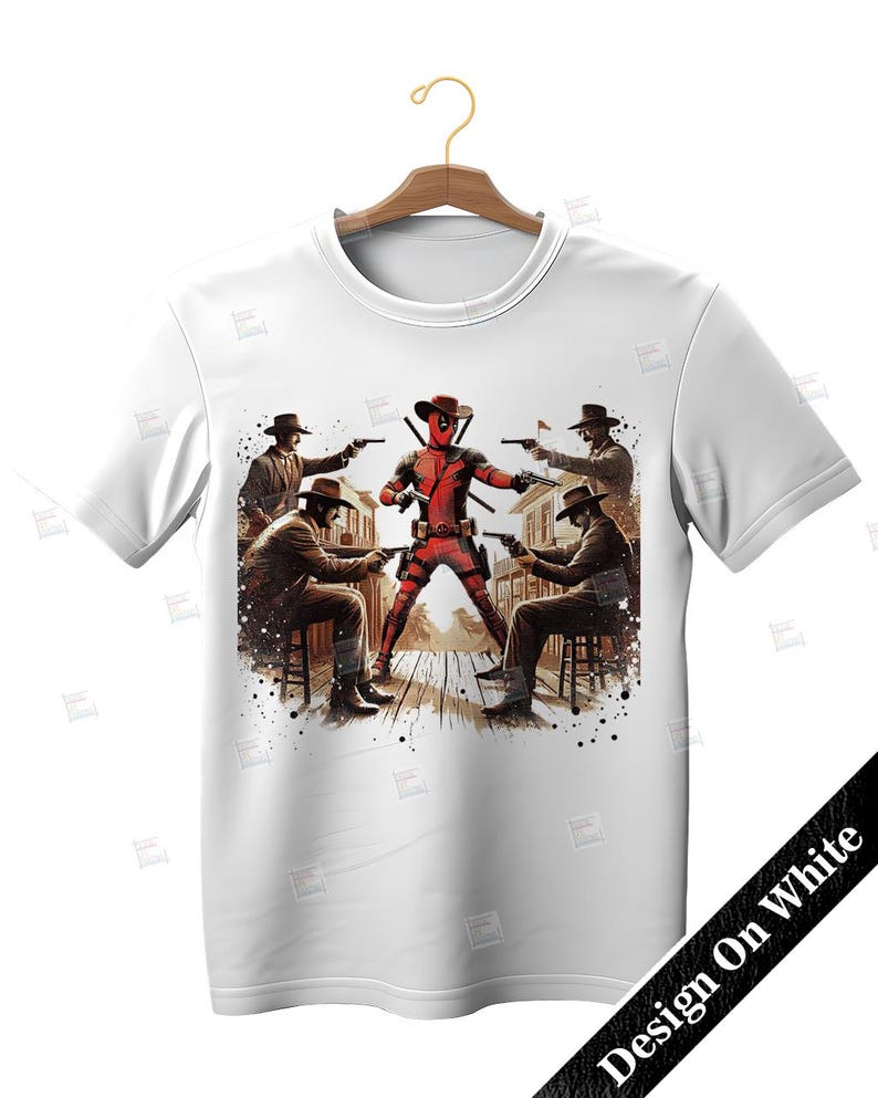 PNG, Deadpool Vintage Western Cowboy clipart, Splash and Watercolor Digital Poster design sublimation, High Resolution, Instant  Superhero Party decoration, Tshirt designs, Stickers,  Clipart, Transparent background, card making designs, gift ideas.