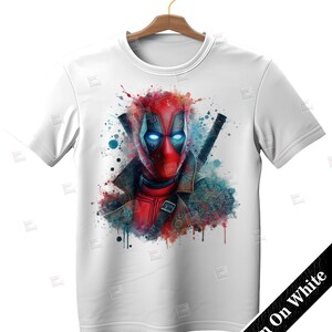 Deadpool clipart, Watercolor Digital Poster design PNG file for sublimation, Superhero Art,Digital Download,Birthday,Transparent background