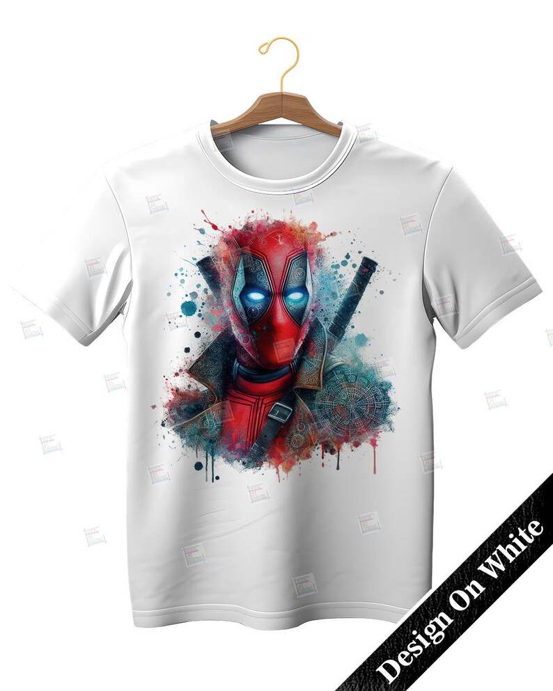 Deadpool clipart, Watercolor Digital Poster design PNG file for sublimation, Superhero Art,Digital Download,Birthday,Transparent background