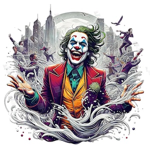 PNG Jokeman Dance Clipart, Superheroes Pop Art Digital Poster Design PNG filefor sublimation Vintage TShirt Mug Tumbler Wall Art Printing