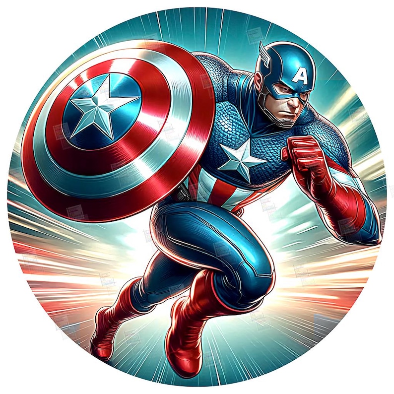 PNG Captain America art comic book style action hero shield PNG for sublimation Superhero Art Print Tshirt Mug Design Wall Art Stickers Tumbler Clipart Halloween Christmas New year card making designs gift ideas Digital Download Birthday Transparent