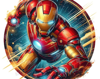 Iron man PNG clipart Mcu Superheroes Splash Watercolor Digital Poster design file for sublimation Art Download Birthday Transparent Shirt