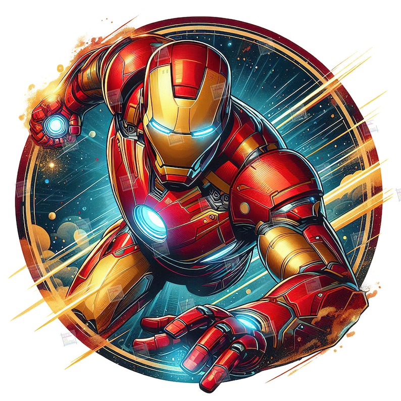 Iron man clipart, Watercolor Digital Poster design PNG file for sublimation, Superhero Art,Digital Download, Birthday, Transparent background