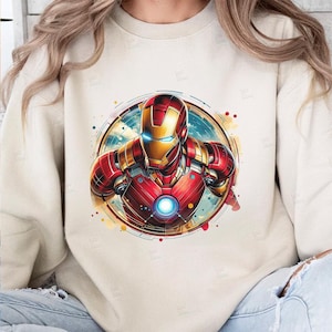 Iron man clipart, Watercolor Digital Poster design PNG file for sublimation, Superhero Art,Digital Download, Birthday, Transparent background