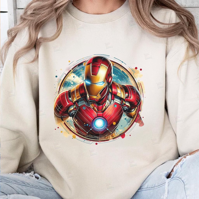 Iron man clipart, Watercolor Digital Poster design PNG file for sublimation, Superhero Art,Digital Download, Birthday, Transparent background