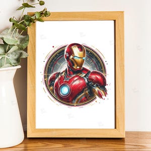 Iron man clipart, Watercolor Digital Poster design PNG file for sublimation, Superhero Art,Digital Download, Birthday, Transparent background