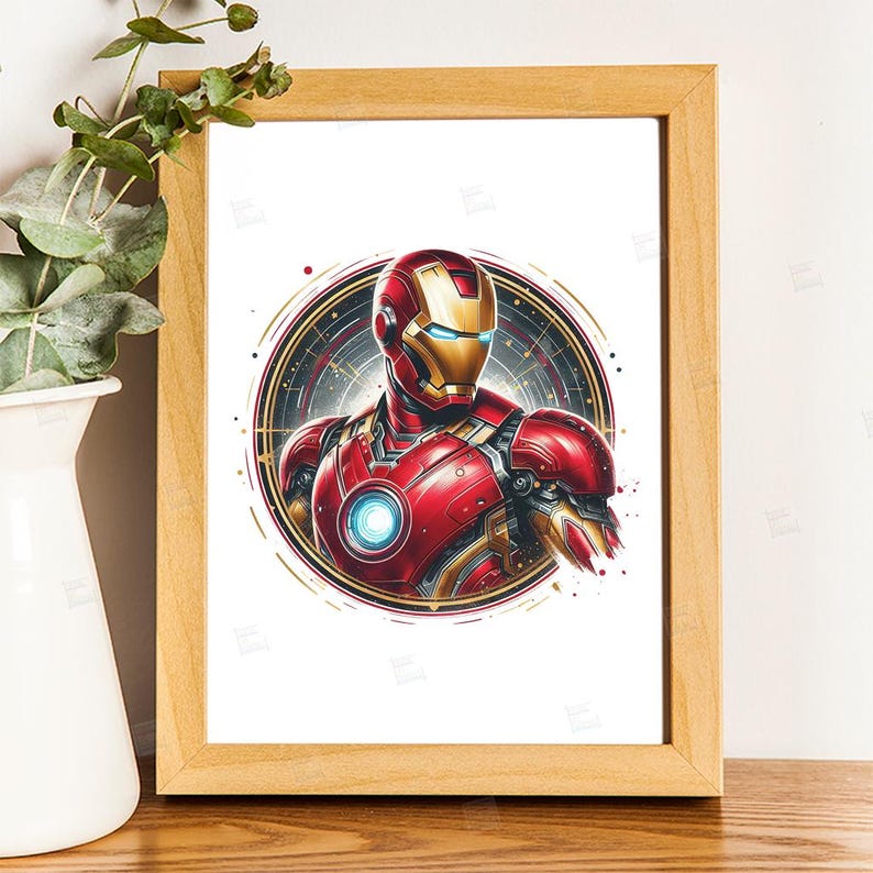 Iron man clipart, Watercolor Digital Poster design PNG file for sublimation, Superhero Art,Digital Download, Birthday, Transparent background