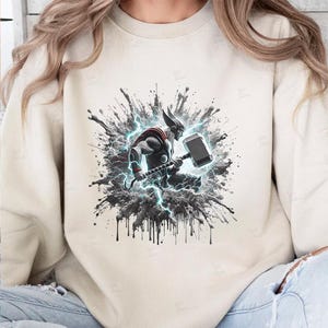 PNG Thor Hammer Clipart Mjolnir Mitologia norrena MCU Supereroi Splash File di progettazione digitale per sublimazione Tshirt Tazza Tumbler Arte murale