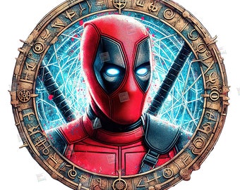 Deadpool PNG clipart Mcu superhjältar akvarell digital affisch design välkomstkrans skyltfil för sublimering t-shirt mugg tumbler väggkonst